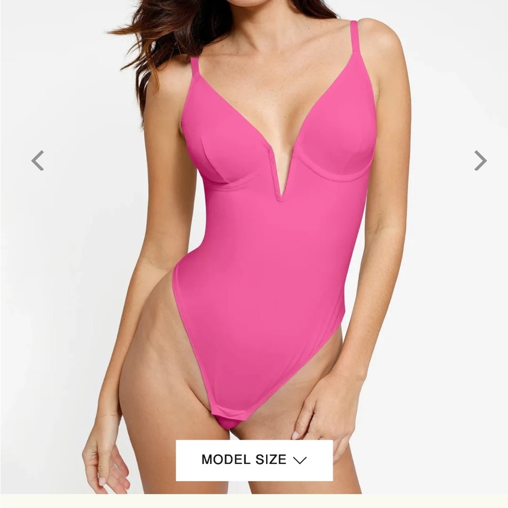 Popilush Shapewear Deep V-Neck Low Back Sculpting Thong Bodysuit